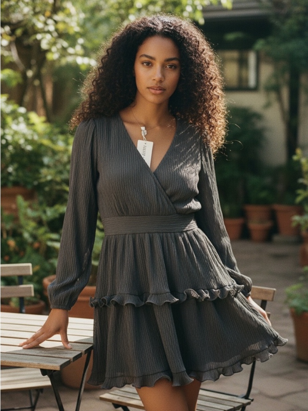 Saints Secrets - Women's Black Ruffle Tiered Dress - US S/AU 8